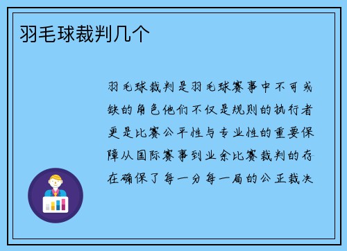 羽毛球裁判几个